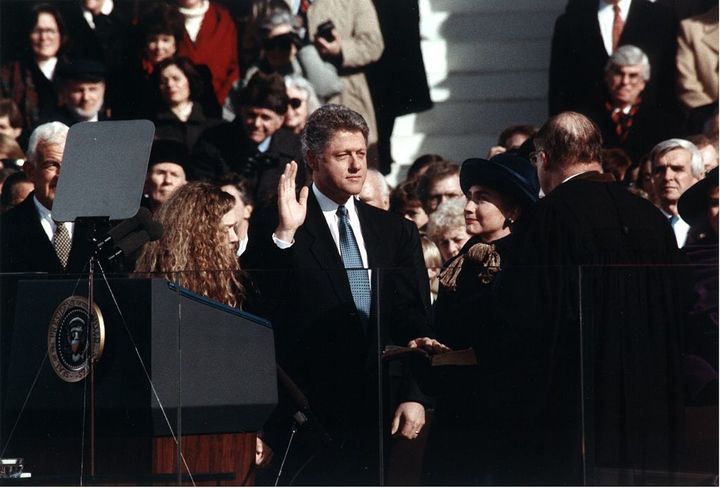 <p>President Clinton taking oath of office 1993.</p>