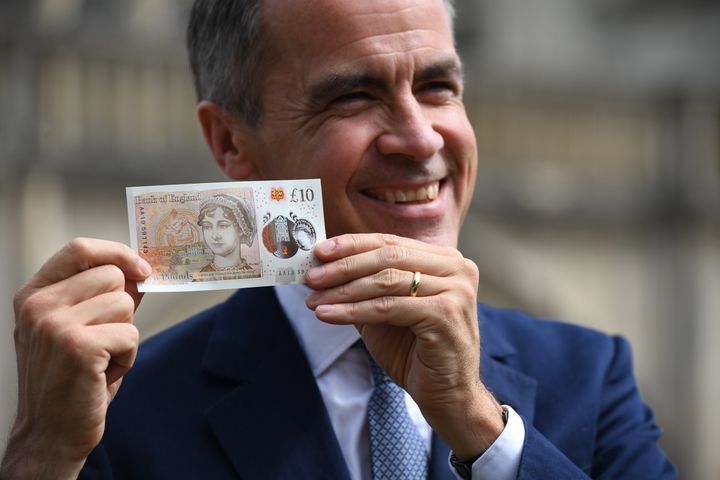 The Governor of the Bank of England, Mark Carney, during the unveiling at Winchester Cathedral, of the new £10 note featuring Jane Austen, which marks the 200th anniversary of Austen's death.