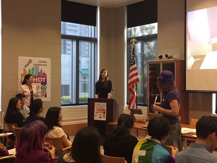 Sultana speaks at the American embassy's event marking the annual International Day against Homophobia, Transp