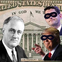 Former President Franklin D. Roosevelt (1933-1945) (left), President Donald J. Trump (bottom), and Speaker of the House Paul