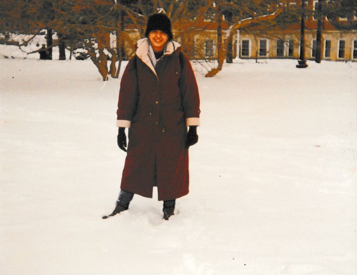 Me and my down-filled winter coat, University of Illinois campus, Winter 1996.