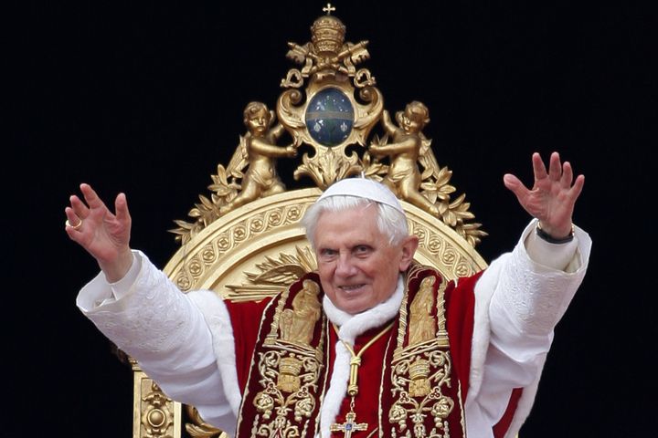 Pope Benedict XVI wearing his traditional vestments. 