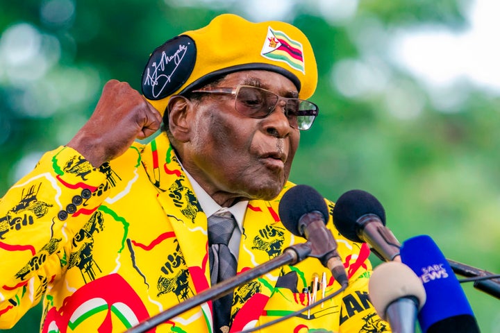 Mugabe addresses party members and supporters at his party headquarters to show support to Grace Mugabe becoming the party's