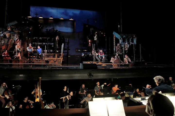 <p>Plácido Domingo conducts a rehearsal of LA Opera's 2017 production of "The Pearl Fishers"</p>