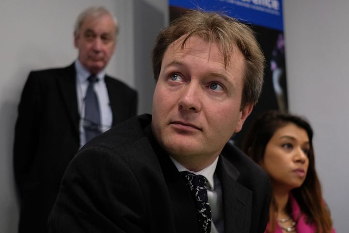 Richard Ratcliffe alongside his MP Tulip Siddiq during a press conference in London following his meeting with Boris Johnson
