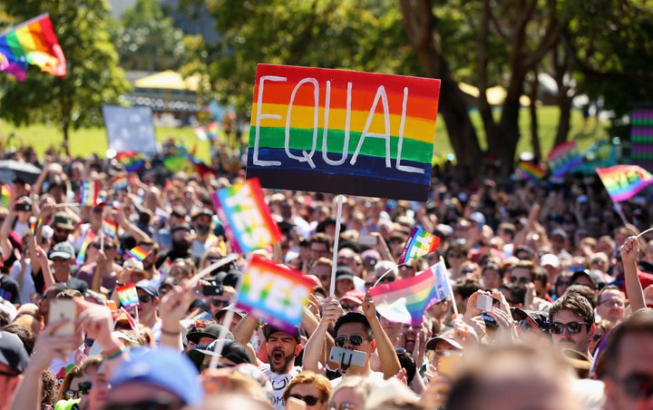 People celebrate in Sydney.