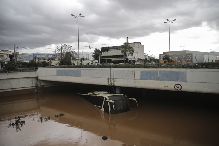 Floods and mudslides have turned roads into fast-flowing rivers after torrential rains struck Mandra.