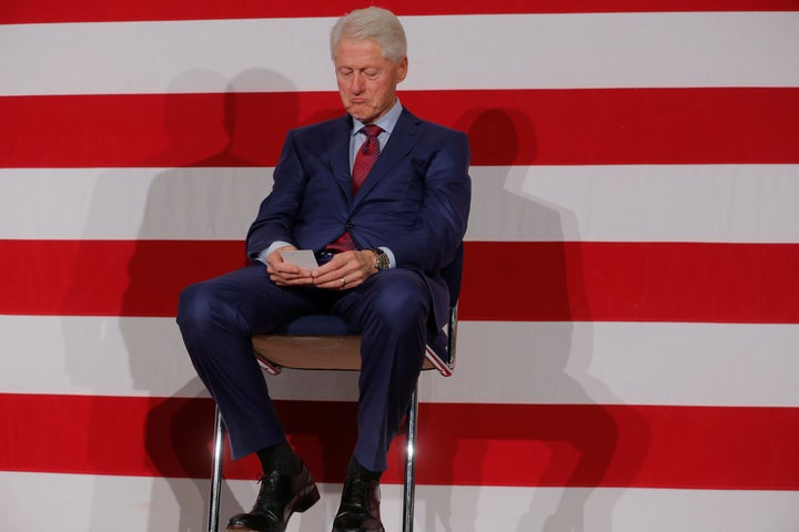 Former U.S. President Bill Clinton takes part in a campaign event for Philip Murphy, the Democratic Party nominee for governor of New Jersey, in Paramus, New Jersey, on Oct. 24.