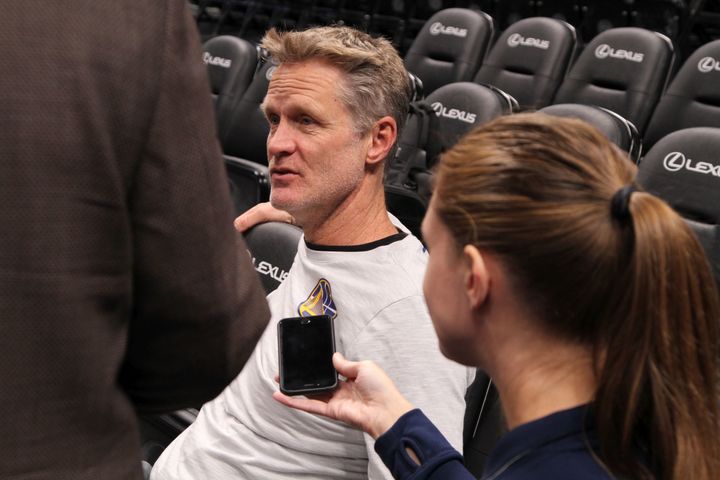 <p>Golden State Warriors Head Coach Steve Kerr addresses the media following the team’s morning shoot around.</p>