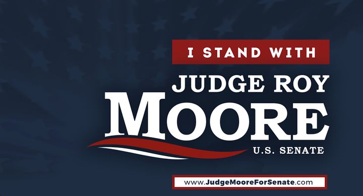 Image of supporting sign for Roy Moore’s senate campaign (Wikimedia commons) 