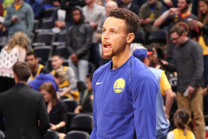 <p>Stephen Curry during pregame warmups.</p>