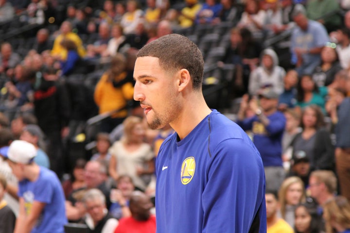 Klay Thompson during pregame warmups.