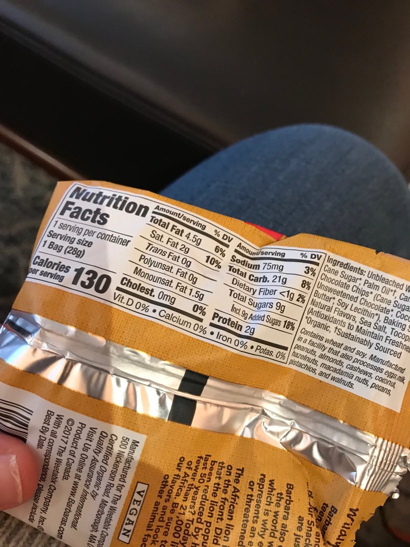 My go to Snackimals. 9 grams of sugar. In one pack! Hmm, if I eat five packs, then....