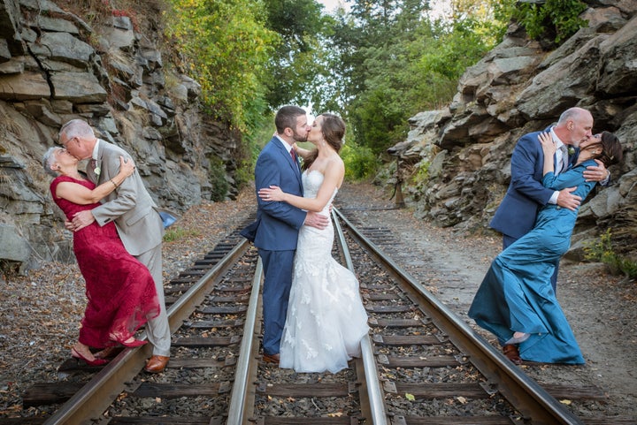 A married couple captured two generations of love in their wedding photos.