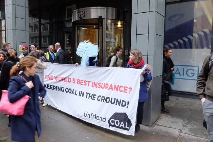 Unfriend Coal protest at AIG in London