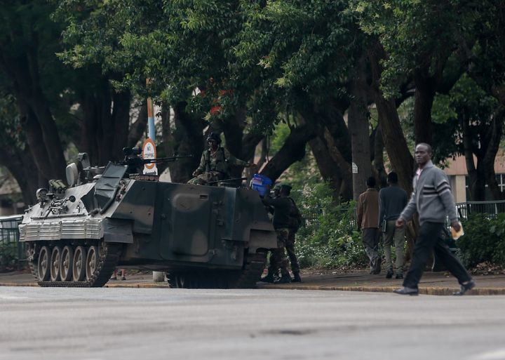 Soldiers on the capital of Harare.