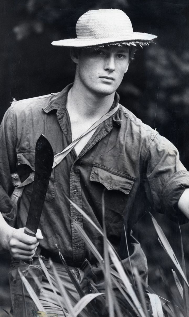 Allen pictured exploring in the South American rainforests in 1983