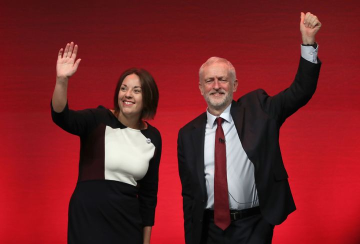 Former leader Kezia Dugdale and Jeremy Corbyn.
