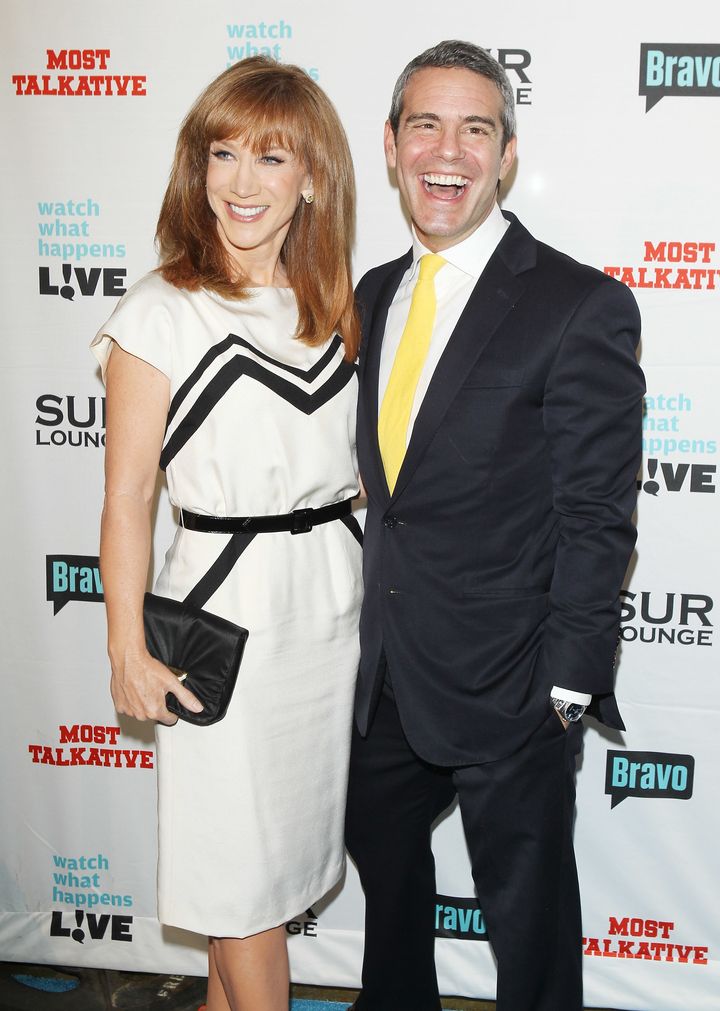 Kathy Griffin and Andy Cohen at his book release party in 2012. 
