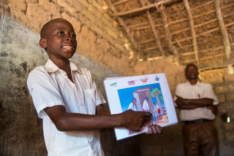 Tibu is a member of a school group in Katchumbuyu, DRC, that helps to educate fellow pupils about the importance of good hygi