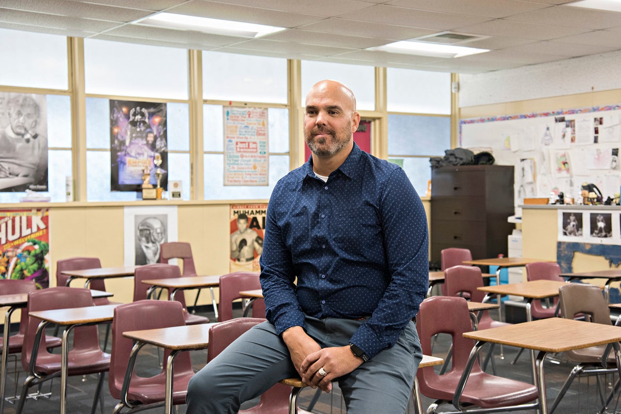 Ryan Parry, 45, taught special education classes at his alma mater, Covina High School for 16 years before moving onto being the Program Specialist for special education for the Covina-Valley Unified School District four year ago. (Melissa Lyttle for HuffPost)