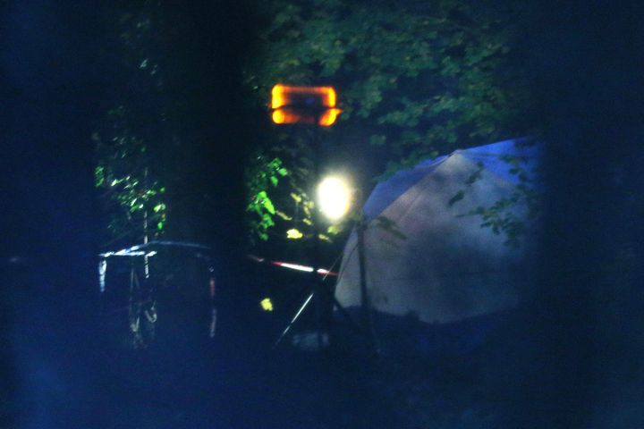 A forensic tent at the scene