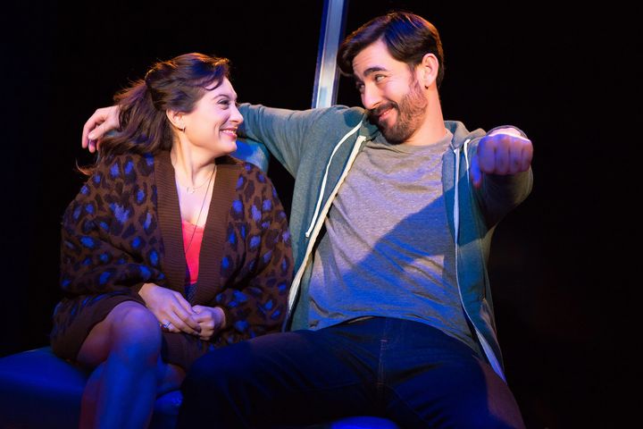 Max Crumm (right) stars opposite Lucy DeVito in the off-Broadway comedy "Hot Mess," which opened Thursday in New York City.