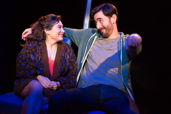 Max Crumm (right) stars opposite Lucy DeVito in the off-Broadway comedy "Hot Mess," which opened Thursday in New York Ci