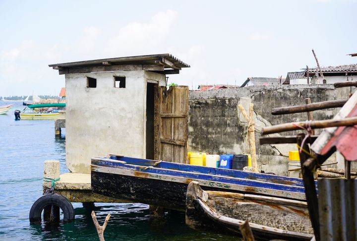 Modern toilets in Kuna Yala village in Panama, San Blas archipelago