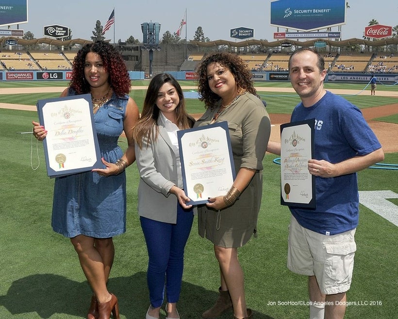 MASC board members: Delia Douglas, Sonia Smith-Kang & Thomas Lopez, receiving certificates from the office of Mayor Eric