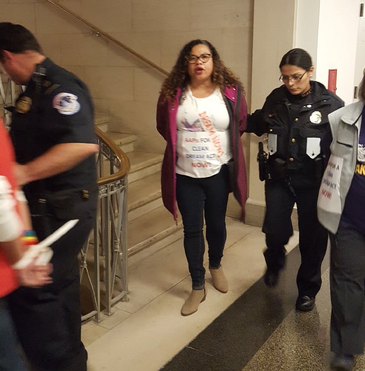 The protesters were gathered outside Speaker Paul Ryan's office.