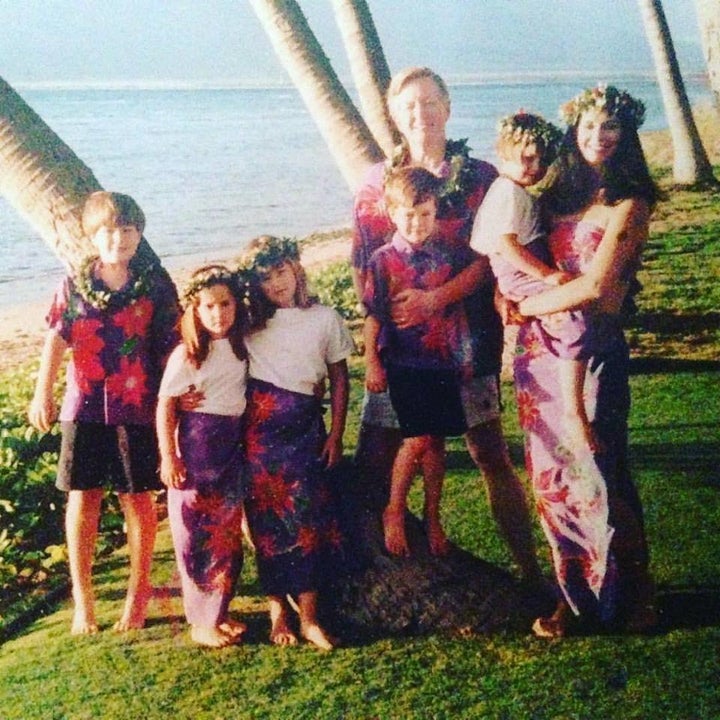 From left to right: John, Scarlett, Gigi, Clyde, Dad and Mom, who's holding Chloe.