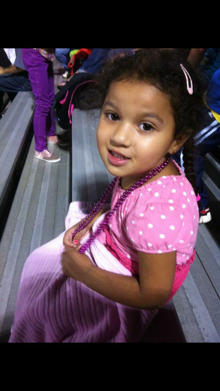 Jada all dressed in pink at a school event!