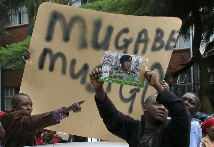 Protesters calling for Robert Mugabe to step down take to the streets of Harare, Zimbabwe on November 18, 2017.