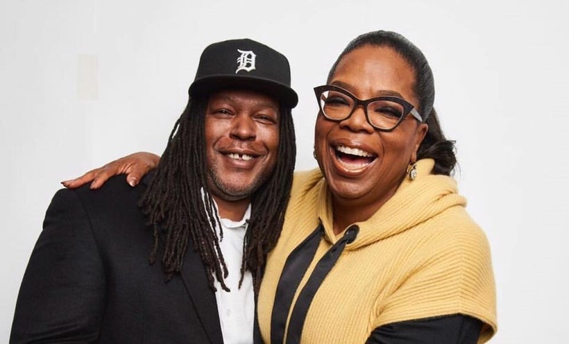 Oprah embraces her friend and new consulting producer BMe Genius Shaka Senghor