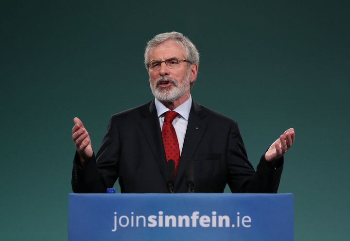 Sinn Fein President Gerry Adams addresses the Sinn Fein Ard Fheis in the RDS, Dublin.
