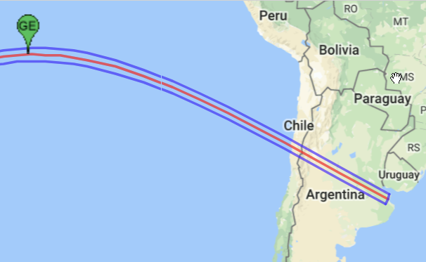 The path the shadow of the moon will take during the 2019 solar eclipse.