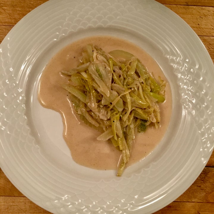 <p>With cream, the vegetable mixture becomes a sauce....</p>