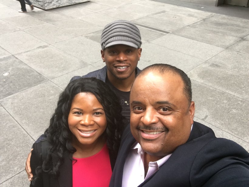 Roland Martin Approved Selfie: Alonda Thomas with Sway Calloway and Roland Martin after an engaging interview with the journa
