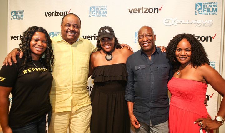 Alonda Thomas with (l-r) Roland Martin, D’Angela Proctor, John Singleton, and Tosha Whitten-Griggs at the American Black Film Festival in Miami