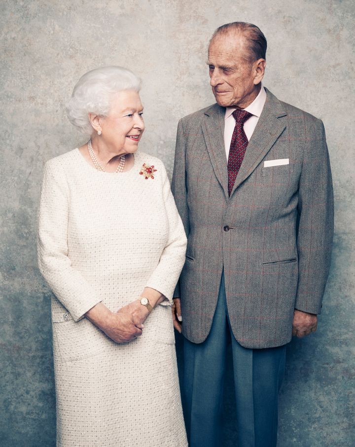 The Queen and Prince Philip pose for their 70th wedding anniversary