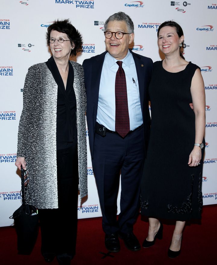 Sen. Al Franken, seen with his wife and daughter, appears at the gala honoring David Letterman in Washington last month.