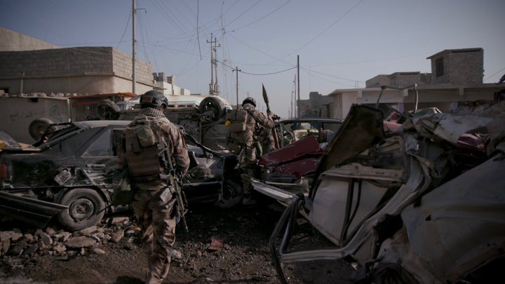 Special Forces advancing on foot in West Mosul