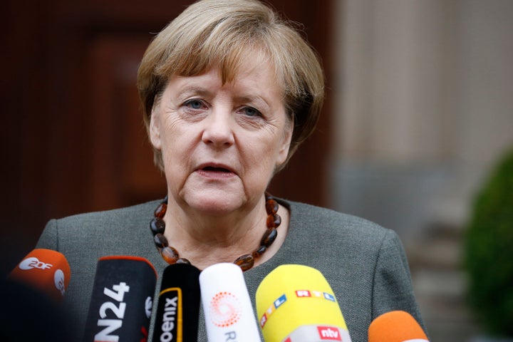 German Chancellor Angela Merkel addresses reporters on Nov. 16. 