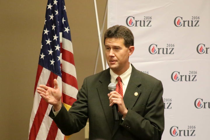 In this file photo from 2015, Alabama Secretary of State John Merrill (R) introduces Sen. Ted Cruz (R-Texas) at an event. 