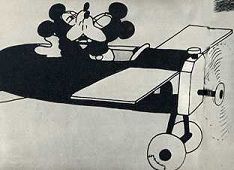 Mickey forces Minnie to kiss him—a common trope of animated sexual harassment in early Hollywood cartoons.