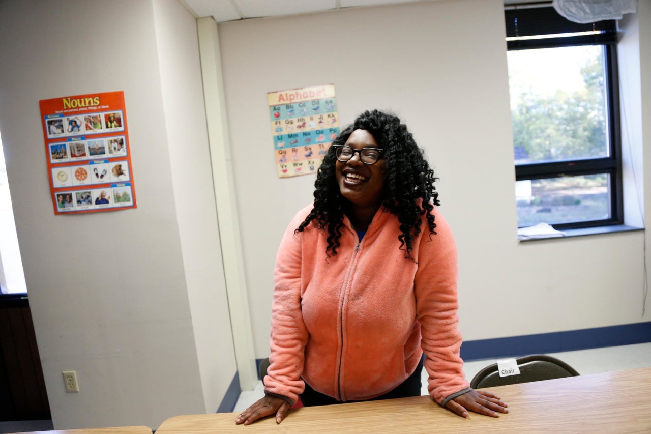 Kenyatta Burns poses for a portrait before working with her tutor at the Durham Literacy Center on Thursday, Nov. 20, 2017, in Durham, N.C.