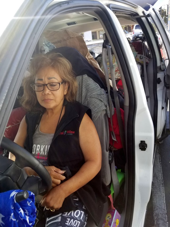 <p>Ofelia Palachuk exiled to her car</p>
