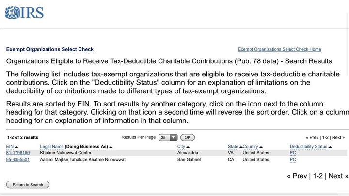 The event organizers (‘Khatme Nabuwwat Center’ of Virginia shown here) enjoy tax exempt charity status in the United States. 