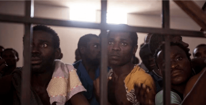 Young Africans being held to be sold as slaves in Libya. 